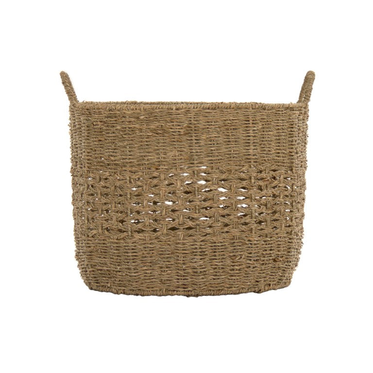 Zentique Woven Seagrass-Style Metal Basket for Stylish Storage — Durable, Lightweight Organizer for Blankets & Decor W17 X H14 X D17 ZENGN-B24 L