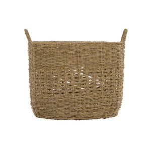 Zentique Woven Seagrass-Style Metal Basket for Stylish Storage — Durable, Lightweight Organizer for Blankets & Decor W17 X H14 X D17 ZENGN-B24 L