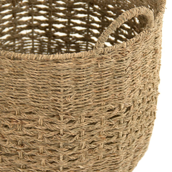 Zentique Woven Seagrass-Style Metal Basket for Stylish Storage — Durable, Lightweight Organizer for Blankets & Decor W17 X H14 X D17 ZENGN-B24 L