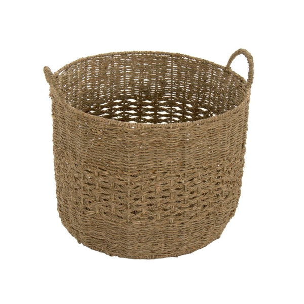 Zentique Woven Seagrass-Style Metal Basket for Stylish Storage — Durable, Lightweight Organizer for Blankets & Decor W17 X H14 X D17 ZENGN-B24 L