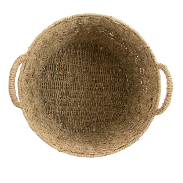 Zentique Woven Seagrass-Style Metal Basket for Stylish Storage — Durable, Lightweight Organizer for Blankets & Decor W14 X H10.75 X D14 ZENGN-B24 M