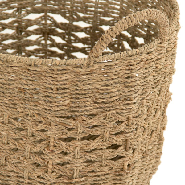 Zentique Woven Seagrass-Style Metal Basket for Stylish Storage — Durable, Lightweight Organizer for Blankets & Decor W14 X H10.75 X D14 ZENGN-B24 M