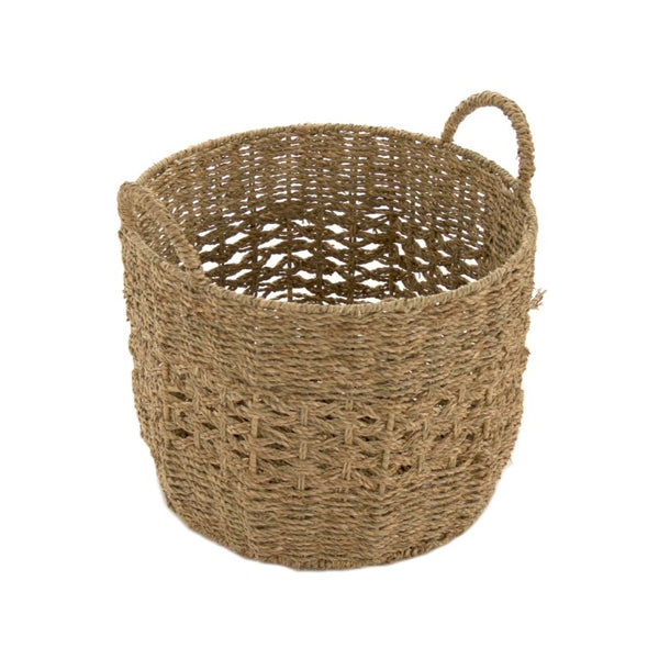 Zentique Woven Seagrass-Style Metal Basket for Stylish Storage — Durable, Lightweight Organizer for Blankets & Decor W14 X H10.75 X D14 ZENGN-B24 M