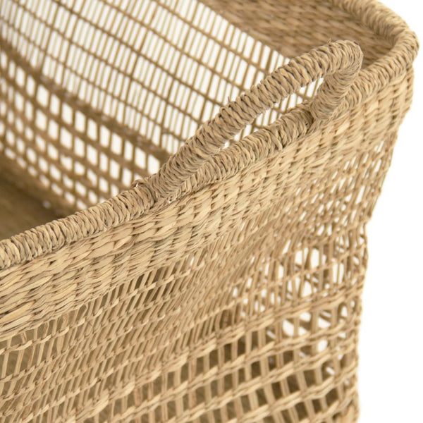 Zentique Woven seagrass basket for stylish storage and organization with reinforced base, neutral coastal charm W19 X H11 X D14 ZENGN-B25 L