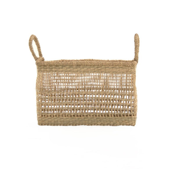 Zentique Woven seagrass basket for stylish storage and organization with reinforced base, neutral coastal charm W14.5 X H9.25 X D11 ZENGN-B25 S