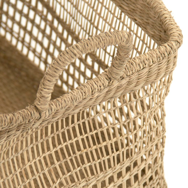 Zentique Woven seagrass basket for stylish storage and organization with reinforced base, neutral coastal charm W14.5 X H9.25 X D11 ZENGN-B25 S