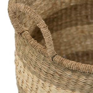 Zentique Rounded Basket Handwoven Seagrass & Palm Leaf with Integrated Handles — Coastal Storage for Throws, Toys, Laundry W17.5 X H15.5 X D17.5 ZENGN-B5 M