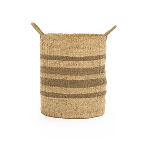 Zentique Woven Handwoven Seagrass & Palm Leaf Wire Basket — Coastal Boho Storage, Plant Cover, Durable Decor W18 X H20.5 X D18 ZENGN-B7 L