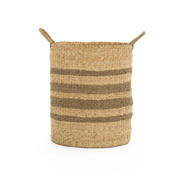 Zentique Woven Handwoven Seagrass & Palm Leaf Wire Basket — Coastal Boho Storage, Plant Cover, Durable Decor W18 X H20.5 X D18 ZENGN-B7 L