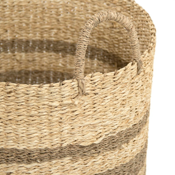 Zentique Woven Handwoven Seagrass & Palm Leaf Wire Basket — Coastal Boho Storage, Plant Cover, Durable Decor W18 X H20.5 X D18 ZENGN-B7 L