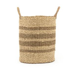 Zentique Woven Handwoven Seagrass & Palm Leaf Wire Basket — Coastal Boho Storage, Plant Cover, Durable Decor W14 X H16.75 X D14 ZENGN-B7 M