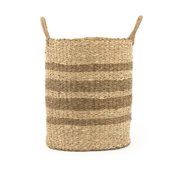 Zentique Woven Handwoven Seagrass & Palm Leaf Wire Basket — Coastal Boho Storage, Plant Cover, Durable Decor W14 X H16.75 X D14 ZENGN-B7 M