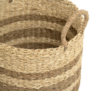 Zentique Woven Handwoven Seagrass & Palm Leaf Wire Basket — Coastal Boho Storage, Plant Cover, Durable Decor W14 X H16.75 X D14 ZENGN-B7 M