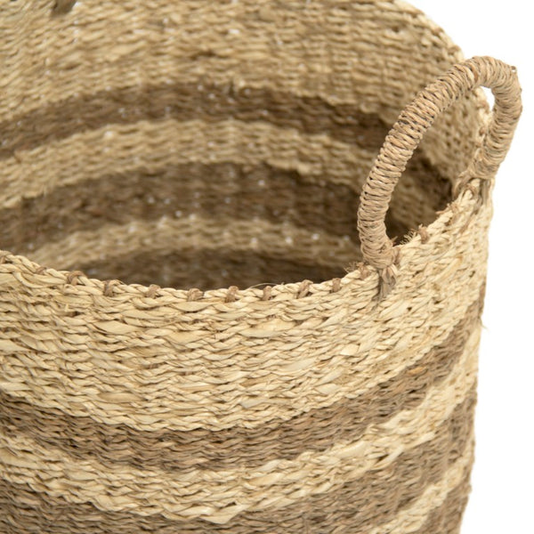 Zentique Woven Handwoven Seagrass & Palm Leaf Wire Basket — Coastal Boho Storage, Plant Cover, Durable Decor W14 X H16.75 X D14 ZENGN-B7 M