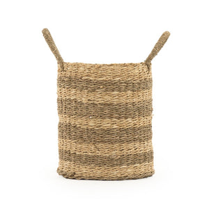 Zentique Woven Handwoven Seagrass & Palm Leaf Wire Basket — Coastal Boho Storage, Plant Cover, Durable Decor W10 X H11.25 X D10 ZENGN-B7 S