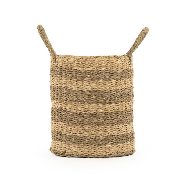 Zentique Woven Handwoven Seagrass & Palm Leaf Wire Basket — Coastal Boho Storage, Plant Cover, Durable Decor W10 X H11.25 X D10 ZENGN-B7 S