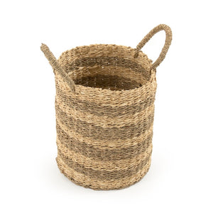Zentique Woven Handwoven Seagrass & Palm Leaf Wire Basket — Coastal Boho Storage, Plant Cover, Durable Decor W10 X H11.25 X D10 ZENGN-B7 S