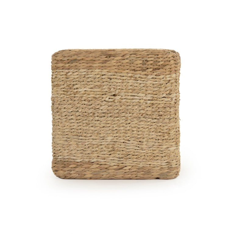 Zentique Woven Handwoven Water Hyacinth Cube Ottoman — Durable Eco-Friendly Seat, Footrest, Side Table Accent ZENGN-CBP2