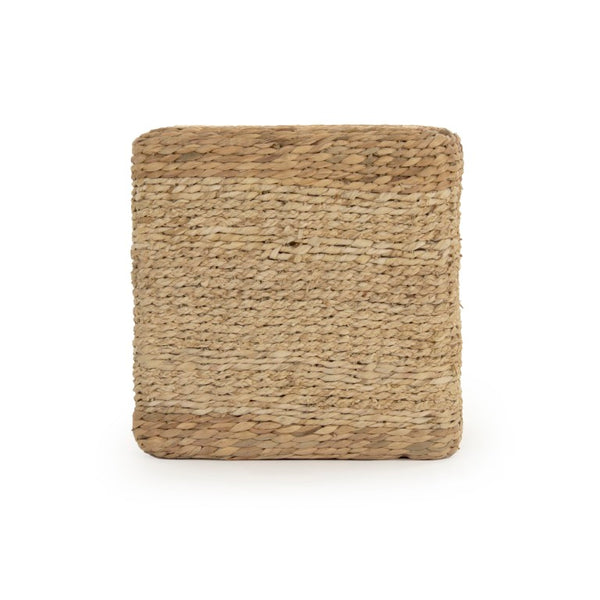 Zentique Woven Handwoven Water Hyacinth Cube Ottoman — Durable Eco-Friendly Seat, Footrest, Side Table Accent ZENGN-CBP2
