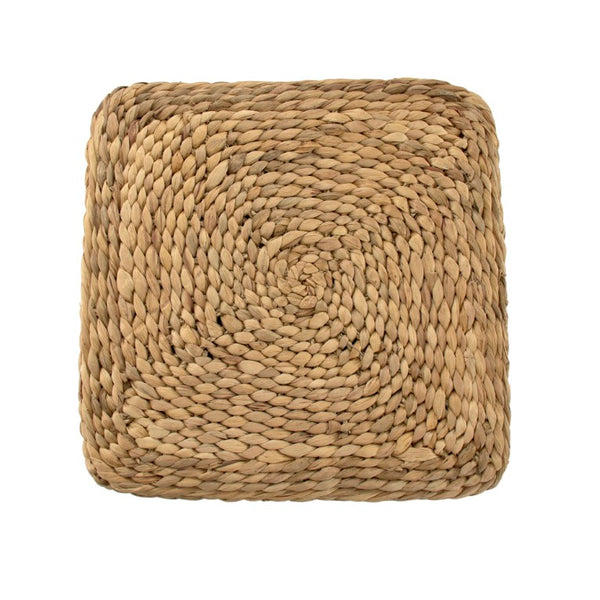 Zentique Woven Handwoven Water Hyacinth Cube Ottoman — Durable Eco-Friendly Seat, Footrest, Side Table Accent ZENGN-CBP2