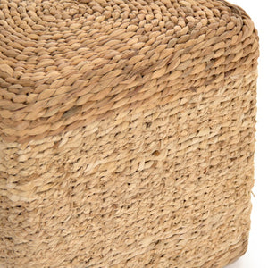 Zentique Woven Handwoven Water Hyacinth Cube Ottoman — Durable Eco-Friendly Seat, Footrest, Side Table Accent ZENGN-CBP2