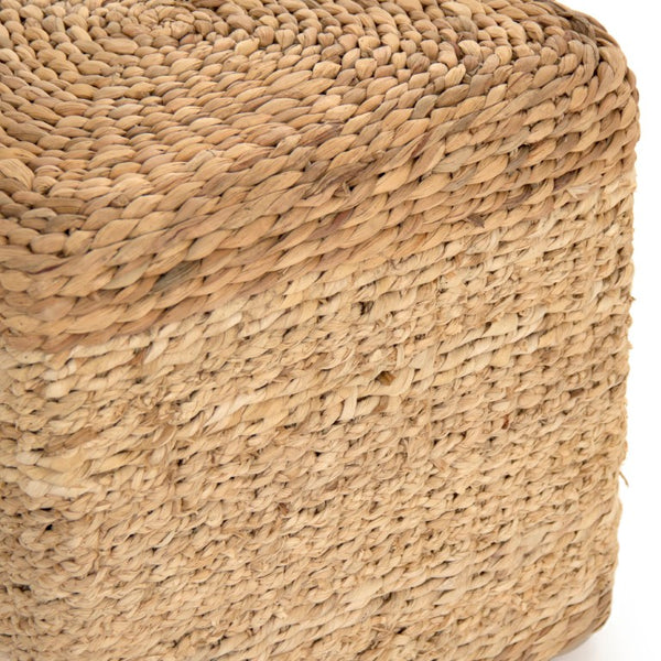Zentique Woven Handwoven Water Hyacinth Cube Ottoman — Durable Eco-Friendly Seat, Footrest, Side Table Accent ZENGN-CBP2