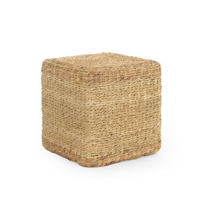 Zentique Woven Handwoven Water Hyacinth Cube Ottoman — Durable Eco-Friendly Seat, Footrest, Side Table Accent ZENGN-CBP2