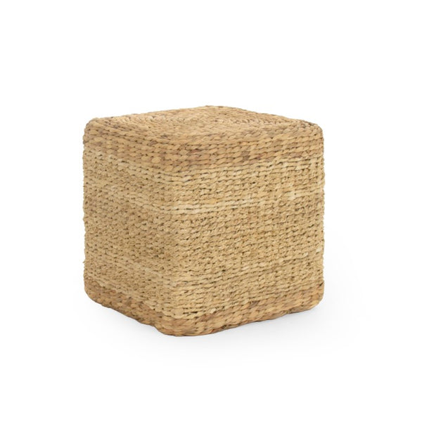 Zentique Woven Handwoven Water Hyacinth Cube Ottoman — Durable Eco-Friendly Seat, Footrest, Side Table Accent ZENGN-CBP2