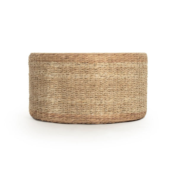 Zentique Woven Handwoven Water Hyacinth & Corn Husk Ottoman — Eco Coastal-Boho Seat, Footrest, Durable 29.75" ZENGN-DNP2