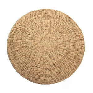 Zentique Woven Handwoven Water Hyacinth & Corn Husk Ottoman — Eco Coastal-Boho Seat, Footrest, Durable 29.75" ZENGN-DNP2