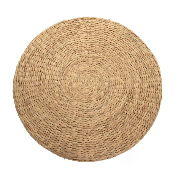 Zentique Woven Handwoven Water Hyacinth & Corn Husk Ottoman — Eco Coastal-Boho Seat, Footrest, Durable 29.75" ZENGN-DNP2