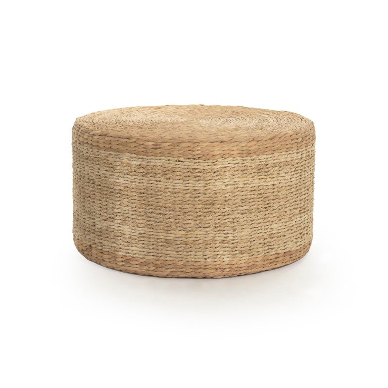 Zentique Woven Handwoven Water Hyacinth & Corn Husk Ottoman — Eco Coastal-Boho Seat, Footrest, Durable 29.75" ZENGN-DNP2