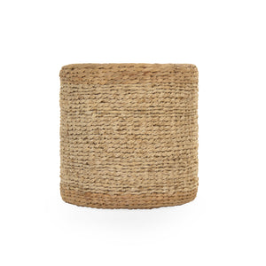 Zentique Woven Cylinder Stool Handwoven from Sustainable Water Hyacinth & Corn Husk — Compact, Eco Chic Seat W15.5 X H15.5 X D15.5 ZENGN-DRP2