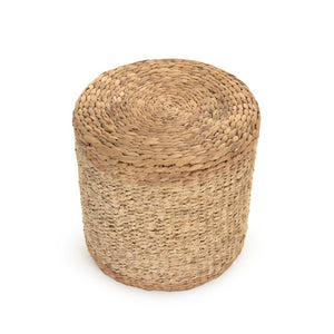 Zentique Woven Cylinder Stool Handwoven from Sustainable Water Hyacinth & Corn Husk — Compact, Eco Chic Seat W15.5 X H15.5 X D15.5 ZENGN-DRP2