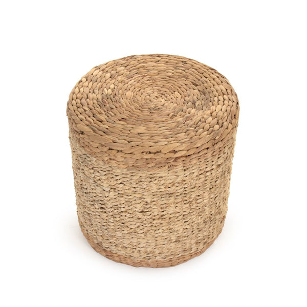 Zentique Woven Cylinder Stool Handwoven from Sustainable Water Hyacinth & Corn Husk — Compact, Eco Chic Seat W15.5 X H15.5 X D15.5 ZENGN-DRP2