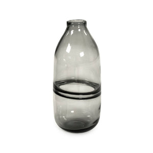 Zentique Grey Glass Bottle with Translucent Finish — Minimalist Bud Vase & Modern Shelf Accent for Décor W5 x H12 x D5 ZENHD1728-16