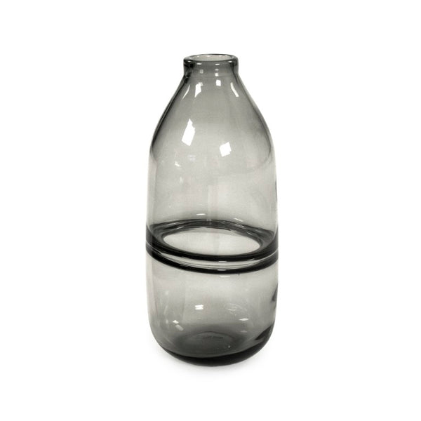 Zentique Grey Glass Bottle with Translucent Finish — Minimalist Bud Vase & Modern Shelf Accent for Décor W5 x H12 x D5 ZENHD1728-16