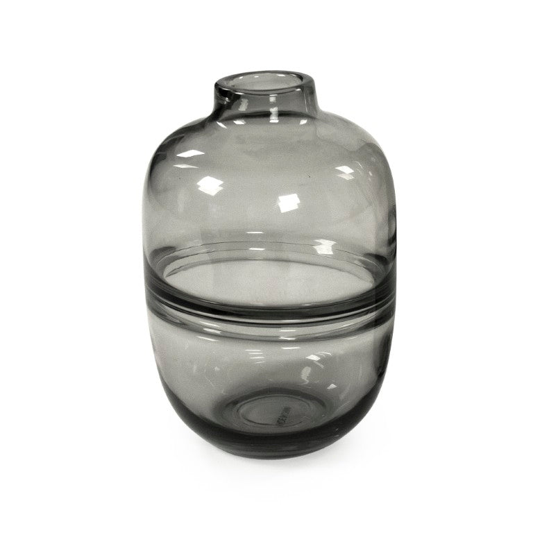 Zentique Grey Glass Bottle with Translucent Finish — Minimalist Bud Vase & Modern Shelf Accent for Décor W6 x H10 x D6 ZENHD1728-19