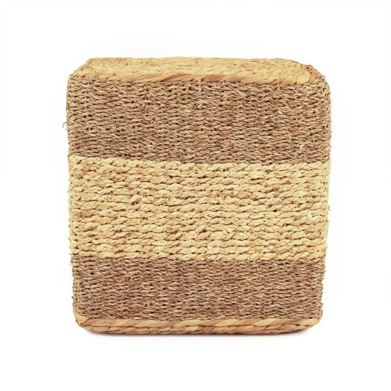 Zentique Woven Handwoven Natural Fiber Ottoman — Compact 15.5" Coastal Boho Footrest, Seat & Accent Piece ZENMK-CBP03