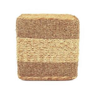 Zentique Woven Handwoven Natural Fiber Ottoman — Compact 15.5" Coastal Boho Footrest, Seat & Accent Piece ZENMK-CBP03