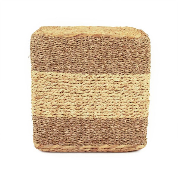 Zentique Woven Handwoven Natural Fiber Ottoman — Compact 15.5" Coastal Boho Footrest, Seat & Accent Piece ZENMK-CBP03