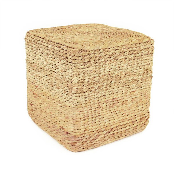 Zentique Woven Handwoven Water Hyacinth Ottoman 15.5"W x 15"H Compact Footrest Stool – Natural, Durable Accent ZENMK-CBP04