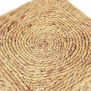 Zentique Woven Handwoven Water Hyacinth Ottoman 15.5"W x 15"H Compact Footrest Stool – Natural, Durable Accent ZENMK-CBP04