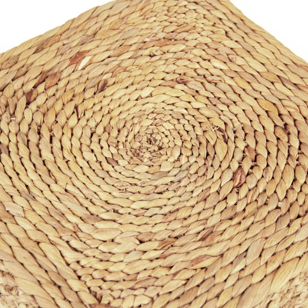 Zentique Woven Handwoven Water Hyacinth Ottoman 15.5"W x 15"H Compact Footrest Stool – Natural, Durable Accent ZENMK-CBP04