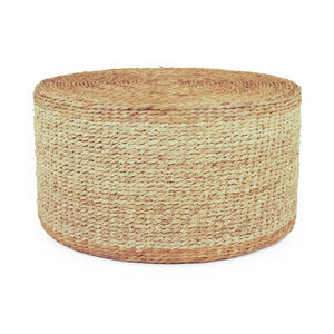 Zentique Woven Handwoven Water Hyacinth Ottoman for Seating, Footrest or Side Table — Sustainable, 29" W ZENMK-DNP06