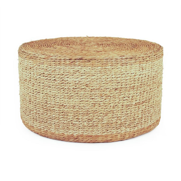 Zentique Woven Handwoven Water Hyacinth Ottoman for Seating, Footrest or Side Table — Sustainable, 29" W ZENMK-DNP06
