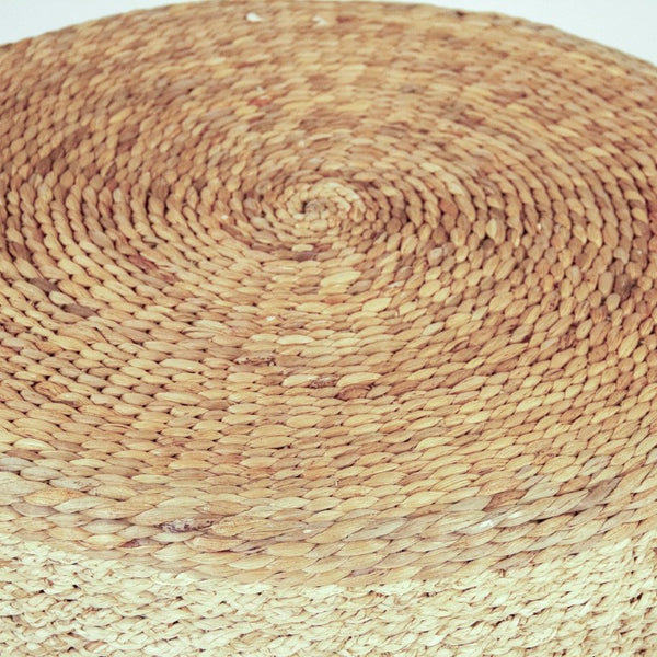 Zentique Woven Handwoven Water Hyacinth Ottoman for Seating, Footrest or Side Table — Sustainable, 29" W ZENMK-DNP06
