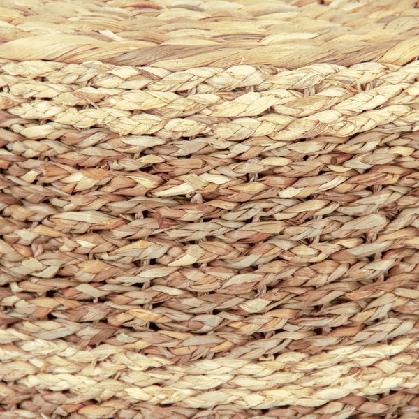Zentique Woven Handwoven Corn Husk & Seagrass Ottoman — Compact Boho Seat, Footrest, Portable Accent Table ZENMK-DRP05