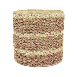 Zentique Woven Handwoven Corn Husk & Seagrass Ottoman — Compact Boho Seat, Footrest, Portable Accent Table ZENMK-DRP05