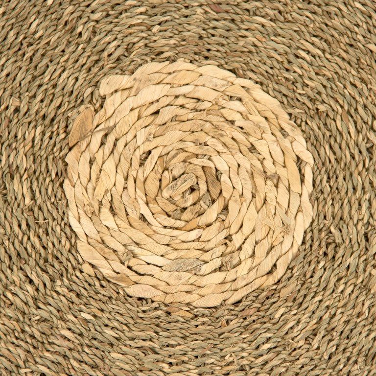 Zentique Round Seagrass Area Rug 48" Round Striped Natural Coastal Handwoven Low-Pile Mat for Living Room Entryway ZENMK-RR18